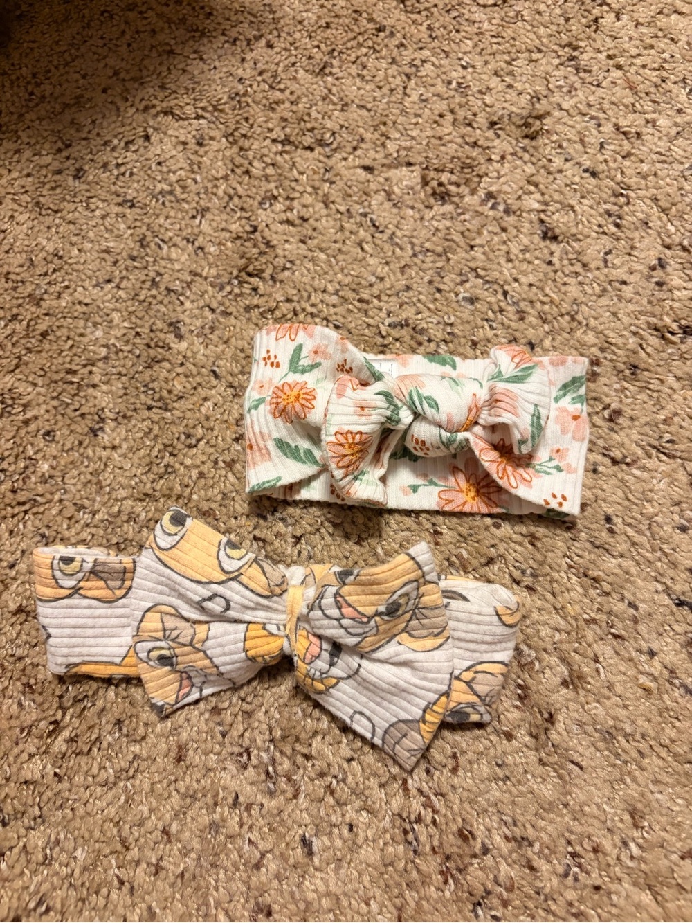 Kids Floral & Duck Print Headband Set - Peach, Yellow